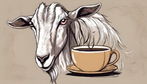 A goat eating a coffee