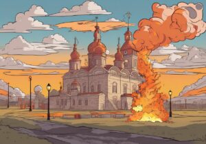 A Siberian landscape with fire